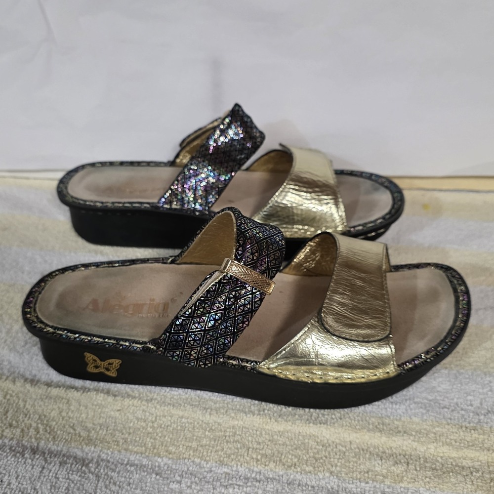 Alegria Women Sandal KAR 283 Glitz Gold Size 9 EUR 39 Shoes Sparkle Adjustable - Picture 6 of 15